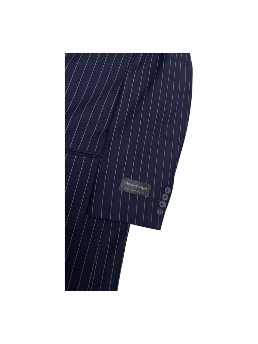 VITTORIO ST ANGELO SUIT Pinstripe Luxury Designer 3-Piece Blue Business Mens 44R - Picture 10 of 10